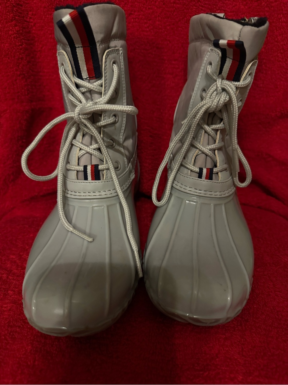 Tommy Hilfiger Sz 8 Gray Duck-Style Rain Boots VGUC 😊😊
